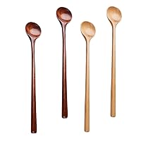 4pcs Wooden Mixing Spoon Honey Wooden Spoons Long Handle Wood Spoons Wooden Honey Stirring Spoons Wooden Spoons for Eating Non Stick Wooden Spoon Honey Cup Japanese-style
