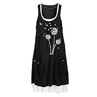 Plus Size Dresses for Curvy Women Sexy Birthday,Style Two Casual Loose Dress Women Dandelions Temperamental Bea
