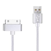 5 Feet Replacement High Speed USB 2.0 Nylon Braided Sync and Charging Charger Cable Cord for Apple iPhone 4, 4s, 3G, 3GS, 2G, iPad 1/2/3 iPod Touch, iPod Nano - Silver