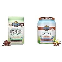 Garden of Life, Powder Protein Greens Chocolate Organic, 22 Ounce & Meal Replacement Vanilla Chai Powder, 14 Servings, Organic Raw Plant Based Protein Powder, Vegan, Gluten-Free 16 Ounce
