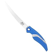 Cuda 6-Inch Titanium Bonded Curved Boning Knife, Blue