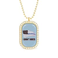 I Don't Kneel Blue Line Flag Womens Diamond Necklaces Alloy Pendants Trendy Dainty Jewelry Gifts