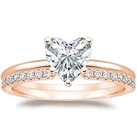 14k Rose Gold 4 CT Colorless Moissanite Heart Solitaire Engagement Ring