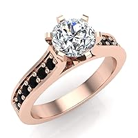 Round Brilliant Diamond Engagement rings Black diamond rings Gift ring box Authenticity cards 1.00 carat t.w. (F,VS1)