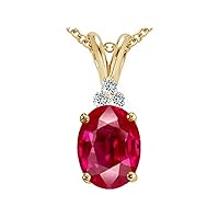 Tommaso Design Oval 10x8mm Created Ruby Pendant Necklace 14kt Gold