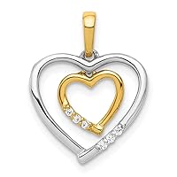 14kt White With Yellow Gold Love Heart Charm Diamond Heart Pendant Necklace Jewelry for Women