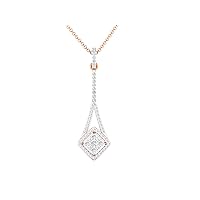 Certified 18K Gold Kite Design Pendant in Round Natural Diamond (0.53 ct) with White/Yellow/Rose Gold Chain Festival Necklace for Women