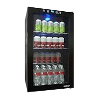 Vinotemp VT-BC34 TS Refrigerator and Cooler Capacity 19 in. Mini Drink Fridge with Adjustable Temperature Control and Glass Door, Can, Black, 80 Beverage