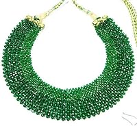 HI International Emerald jade necklace Hydro Beads Beautiful Necklace AAA Quality Gemstone Necklace Green Emerald Mat Necklace 13 Inch Long & 2-3 MM Beads Size Necklace, 13 Inches, Gemstone, emerald