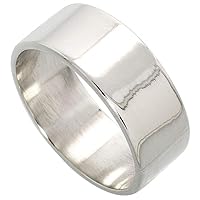 Plain Sterling Silver 9mm Flat Wedding Band Ring for Men and Women Pipe Cut High Polished Handmade, Sizes 5-14