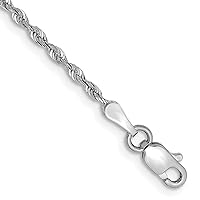 14k White Gold Anklet 10 inch 1.85 mm Diamond-cut Quadruple Rope Lobster Clasp Chain