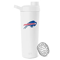 Simple Modern Officially Licensed NFL Buffalo Bills Stainless Steel Shaker Bottle with Ball 24oz | Metal Insulated Cup for Protein Mixes, Shakes and Pre Workout | Rally Collection | Buffalo Bills