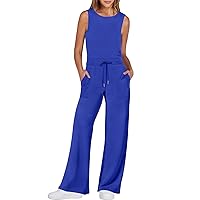 ANRABESS Womens Jumpsuits 2024 Casual Summer Dressy Romper Sleeveless Wide Leg Long Pants Outfits Fashion Travel Clothes