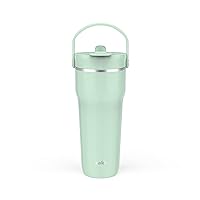 Zak Designs Harmony 2-in-1 Coffee Tumbler for Travel or At Home, 30oz Recycled Stainless Steel is Leak-Proof When Closed and Vacuum Insulated with Handle (Icicle Mint Green)