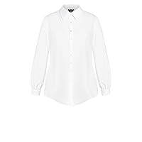 City Chic Plus Size Shirt Clean Look in Ivory, Size 16