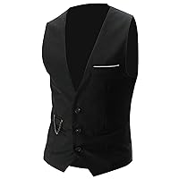 Men's Slim V-Neck British Business Vest Classic Formal Dress Vest Fit Sleeveless Jacket Vest Waistcoat