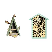 Butterfly House and Feeder - Natural Habitat to Attract Butterflies to Your Garden (Blue) & Nature's Way Bird Products PWH1-C Teal Bee House