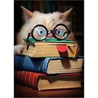 Book Face Cat Funny Graduation Card