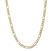 14k Gold 7.3mm Semi solid Figaro Chain Necklace Jewelry Gifts for Women - Length Options: 18 20 22 24 26