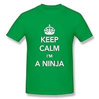 WSB Men's T-shirt Cool Keep Calm Im Ninja Designed Tee ForestGreen Size L