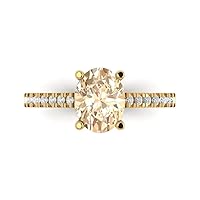 Clara Pucci 2.71ct Oval Cut Solitaire with accent Natural Morganite Engagement Promise Anniversary Bridal Ring Real 14k Yellow Gold