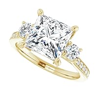 6 CT Princess Cut Colorless Moissanite Engagement Ring Wedding/Bridal Rings, Diamond Ring, Anniversary Solitaire Halo Style Promise Vintage