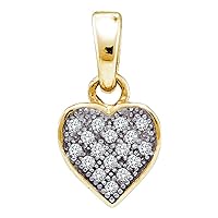 The Diamond Deal Yellow-tone Sterling Silver Womens Round Diamond Heart Cluster Pendant 1/20 Cttw
