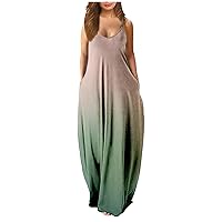 Women's Suspender Vest A-Line Long Dress Solid Round Neck 2023 Fashion Dresses Casual Large Summer Beach Dress