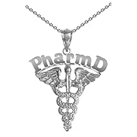 NursingPin - Pharm D Charm with Necklace for Doctor of Pharmacy in Silver