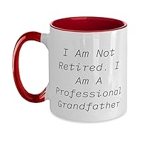 Gag Grandfather Gifts, I Am Not Retired. I Am A Professional, Grandfather Two Tone 11oz Mug From Grandson, Gifts For Granddad, Two tone mug, New mug, Gift mug