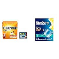 Nicorette 4 mg Nicotine Gum to Help Quit Smoking - Fruit Chill Flavored Stop Smoking & NicoDerm CQ Step 1 Nicotine Patches to Quit Smoking, 21 mg, Stop Smoking Aid, 14 Count