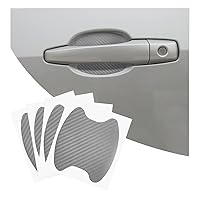 4PCS Car Door Handle Cup Stickers, Carbon Fiber Scratch Auto Door Protective Film, Non-Marking Car Door Bowl Protector, Door Handle Paint Cover Guard Universal for Most Cars, SUV, Van (Silver)