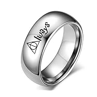 HP Always Horcruxes Couple Rings 8mm 4mm Silver Dome Ring Band for Men Women