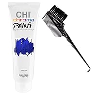 SIeekshop Comb + CHl CHROMA PAINT Intense Bold Semi-Permanent Haircolor Dye, Ammonia-Free, PPD-Free (w/Sleek 3-in-1 Comb Brush) Chroma Shine Direct Dye Hair Color, 4 oz (BLUE CRUSH)