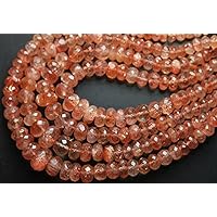 14'' Inches, Very Finest Natural Oregon Sunstone Faceted Large RONDELLES, Size 4-11mm