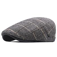 Crossfield Men's Women's Classic Plaid Flat Hat, Simple & Basic Style, One Size Fits All