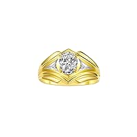 Rylos Mens Rings 14K Yellow Gold Rings Classic Designer Style 9X7MM Oval Gemstone & Sparkling Diamond Ring Color Stone Birthstone Rings For Men, Men's Rings, Gold Rings Sizes 8,9,10,11,12,13