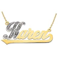 RYLOS Necklaces For Women Gold Necklaces for Women & Men Yellow Gold Plated Silver or Sterling Silver Personalized 0.05 Carat Diamond Shiny Nameplate Necklace Special Order, Made to Order Necklace