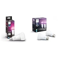 Hue Smart 100W A21 LED Bulb - White and Color Ambiance Color-Changing Light - 1 Pack & Smart 60W A19 LED Bulb - White and Color Ambiance Color-Changing Light - 2 Pack