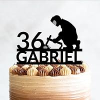 Custom Welder Birthday Cake Topper 50th Gift for Men Acrylic, 6-7.8 Inch Acrylic or Wood Customized Silhouette