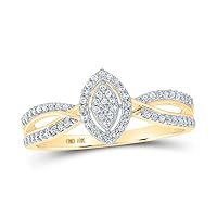 The Diamond Deal 10kt Yellow Gold Womens Round Diamond Marquise-shape Cluster Ring 1/10 Cttw