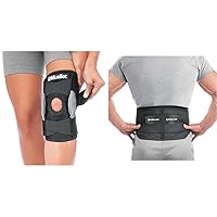 MUELLER Knee Brace and Back Brace Bundle - Sports Medicine Hinged Knee Support and Lumbar Back Pain Relief Belts