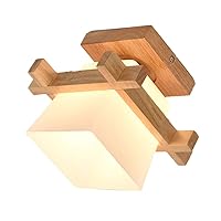 Flush Mount LED Ceiling Chandelier Wooden Ceiling Lamp Japanese Style Gifts for Bedroom Kitchen Living Room Hallway Hotel (Single Lamp Head, Without Bulb)