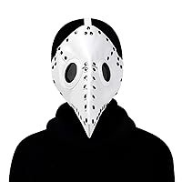 Plague Doctor Mask Halloween Costume -PU Leather Steampunk Bird Mask Cosplay Masquerade Party Mask,White,138.39in