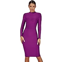 Whoinshop Women's Classic Long Sleeve Bandage Bodycon Outfit Elegant Wedding Evening Party Knee Length Dresses