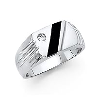 14k White Gold Simulated Onyx Mens Ring Size 10 Jewelry for Men