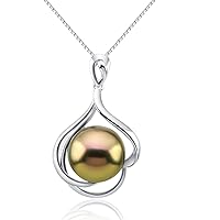 Fascinating Color 12-13mm Magic Purple with Golden Tone Freshwater Cultured Pearl Pendant-Sterling Silver