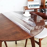 Round Clear Table Cover Protector,2.0mm Thick Plastic Tablecloth Vinyl Desk Mat Thick Waterproof Heat Resistant Non-Slip Easy Clean Protective Pad for Dining Room Coffee End Wood Marble Table 12 inch