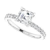 10K/14K/18K Solid White Gold Handmade Engagement Ring 1.5 CT Asscher Cut Moissanite Diamond Solitaire Wedding/Bridal Gift for Women/Her Gorgeous Gift