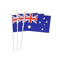 Australia Flag Australian Hand Held Mini Small Stick Flags For Party Classroom Garden Olympics Festival Clubs Parades Parties Desk Decorations(20 pack)